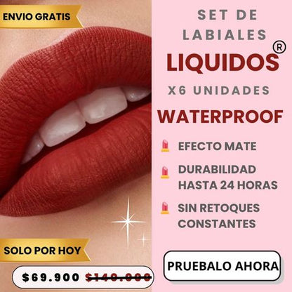 Kit  De Labiales Líquidos  X6 De Larga Duración Y  Waterproof + Obsequio🎁