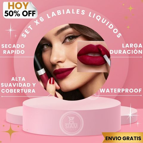 Kit  De Labiales Líquidos  X6 De Larga Duración Y  Waterproof + Obsequio🎁