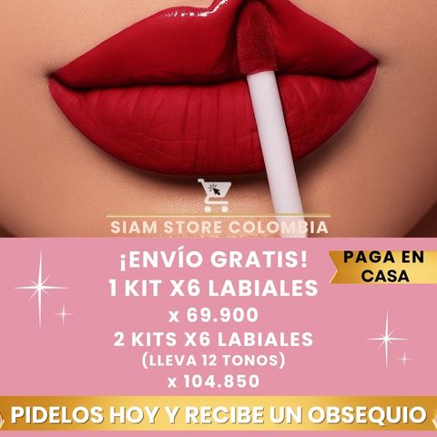 Kit  De Labiales Líquidos  X6 De Larga Duración Y  Waterproof + Obsequio🎁