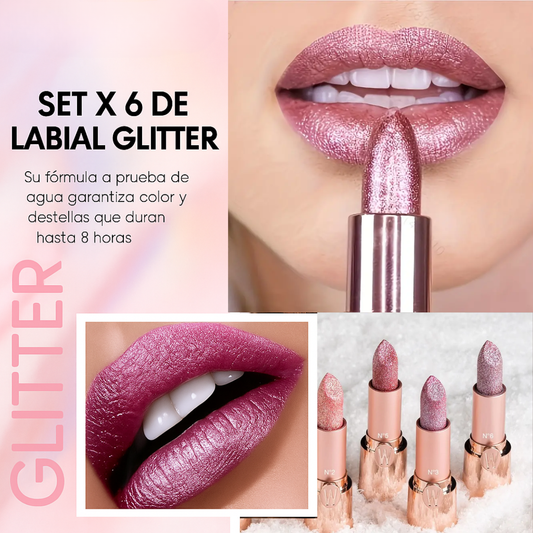 Set X6 de labiales glitter 2.0💋 💄