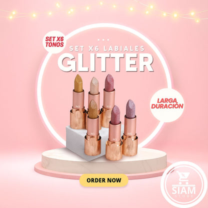 Set X6 de labiales glitter 2.0💋 💄